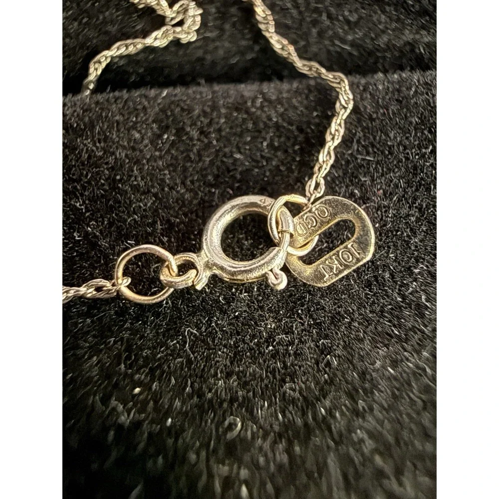 Blue Topaz  Diamond Pendant Necklace 10K white gold QDC